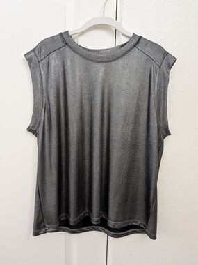 Evereve Shimmery Charcoal Sleeveless Top